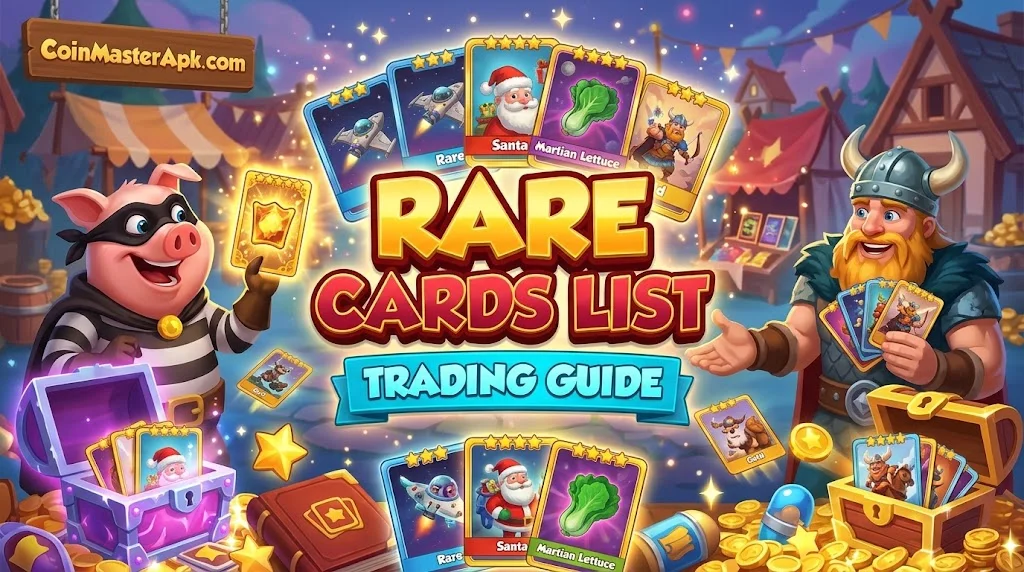 Coin Master rare cards list and gold cards trading guide